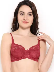 Amante Red Full-Coverage Lace Bra BCPT01