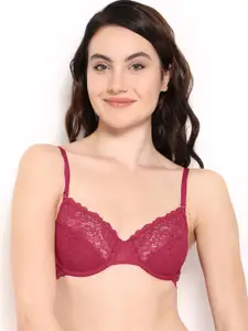 Amante Pink Full-Coverage Lace Bra