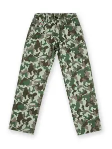 U.S. Polo Assn. Kids Boys Green & Brown Camouflage Printed Trousers