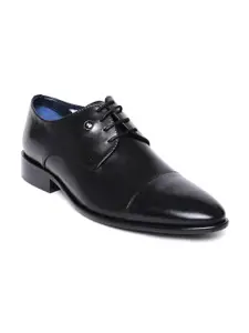 Louis Philippe Men Black Crust Leather Formal Shoes