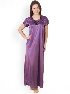 Masha Purple Satin Nightdress NT15-271