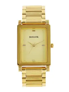 Sonata Men Gold-Toned Dial Watch NF7058YM02A