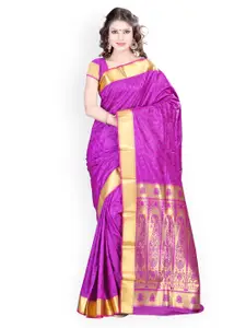 Varkala Silk Sarees Purple Jacquard & Art Silk Traditional Sari