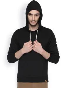 Campus Sutra Black Hooded Sweatshirt