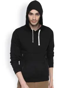 Campus Sutra Black Hooded Sweatshirt