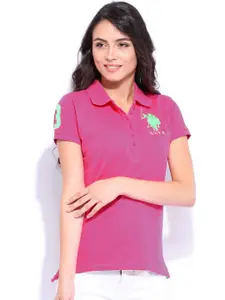 U.S. Polo Assn. Women Pink Polo T-shirt