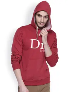 Campus Sutra Maroon Hooded Sweatshirt