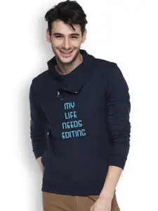 Campus Sutra Navy Printed Sweatshirt