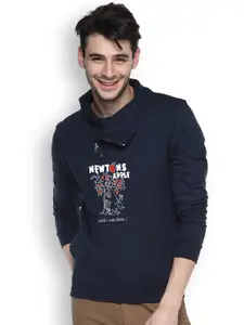 Campus Sutra Navy Printed Sweatshirt