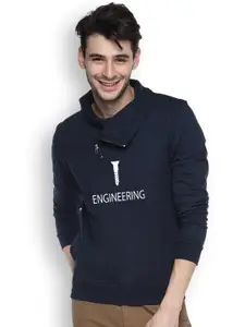 Campus Sutra Navy Printed Sweatshirt