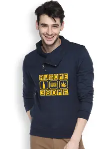 Campus Sutra Navy Printed Sweatshirt