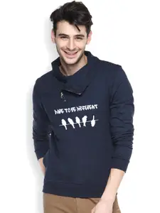 Campus Sutra Navy Printed Sweatshirt