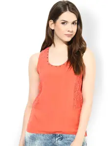 Harpa Women Coral Red Solid Top