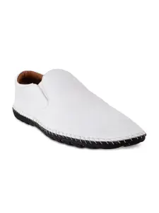 Mochi Men White Leather Semiformal Shoes