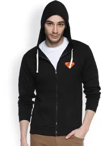 Campus Sutra Black Hooded Sweatshirt