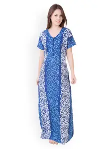 Masha Blue Printed Maxi Nightdress NT48-167