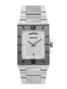 Omax Men White & Silver Toned Dial Watch