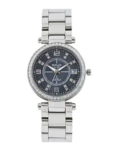 Omax Women Pearly Grey Dial Watch