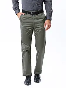 Basics Men Grey Comfort Fit Formal Trousers