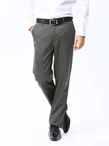 Basics Men Grey Comfort Fit Trousers