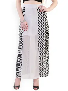 Belle Fille White & Black Printed Maxi Skirt