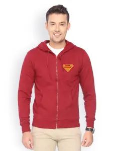 Campus Sutra Men Maroon Hooded Sweatshirt