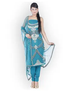 Chhabra 555 Blue Embroidered Unstitched Dress Material