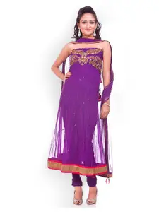 Chhabra 555 Purple Nylon Unstitched Dress Material