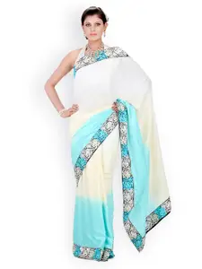 Chhabra 555 White Art Silk Fashion Saree