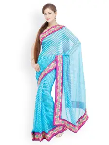 Chhabra 555 Blue Printed Georgette Fashion Saree