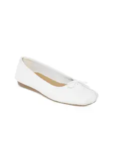 Clarks Women White Leather Flat Shoes