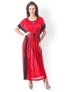 Fasense Red & Black Kaftan Nightdress