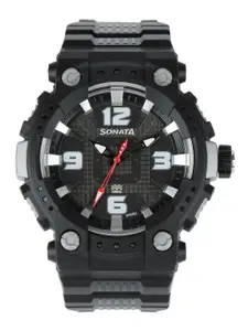Sonata Men Black & Grey Dial Watch 77014PP01J