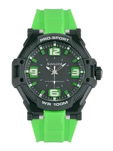 Sonata Ocean Series Men Pine Colorued Dial Watch 77029PP02J