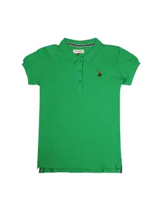 U.S. Polo Assn. Kids Girls Green Polo Pure Cotton T-shirt