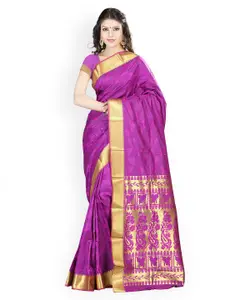 Varkala Silk Sarees Magenta Jacquard & Silk Traditional Saree