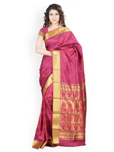 Varkala Silk Sarees Red Jacquard & Silk Traditional Saree