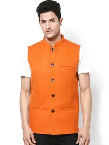 even Men Orange Nehru Jacket