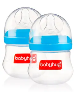 Babyhug Wide Neck Feeding Bottle Blue 125 ml -Pack of 2