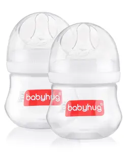 Babyhug Wide Neck Feeding Bottle White 125 ml- Pack of 2