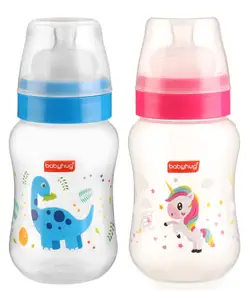 Babyhug Wide Neck Feeding Bottle White & Pink - 250 ml pack of 2
