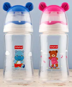 Babyhug Anti Colic Feeding Bottle Blue & Pink - 250 ml Pack of 2