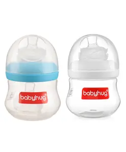 Babyhug Wide Neck Feeding Bottle Blue & White - 125 ml Pack of 2