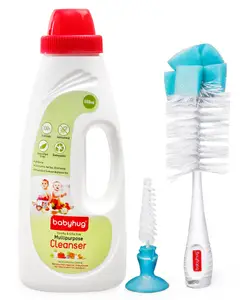 Babyhug 2 In 1 Bottle & Nipple Cleaning Brush & Liquid Cleanser - 550 ml Combo Pack
