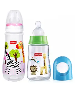 Babyhug Drop Anti- Colic Sterilizable Feeding Bottle Pink - 250 ml & Babyhug Bubble Anti-Colic Sterilizable Feeding Bottle Blue - 125 ml Combo Pack