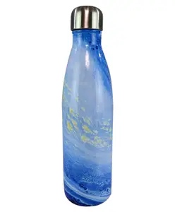 Smily Kiddos Stainless Steel Water Bottle Marble print Blue Theme - 500 ml