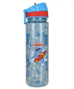 Smily Kiddos Straight Water Bottle With Flip Top Nozzle Shark Theme Blue - 680 ml