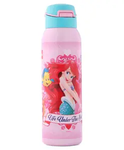 Cello Gym Star Toons Hot & Cold Stainless Steel Water Bottle Little Mermaid Pink- 650 ml