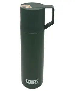 SANJARY Vacuum Steel Water Bottle with Cup Black - 500 ml