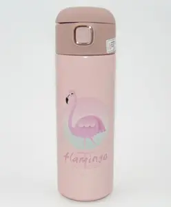 SANJARY 304 Stainless Steel Flamingo Print Water Bottle 420 Ml - Color & Design May Vary